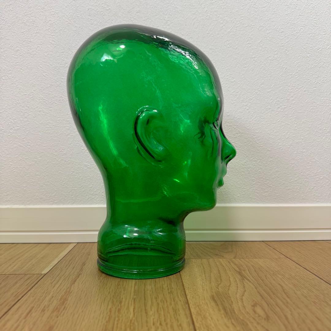 ヴィンテージ ガラス製 マネキン ヘッド インテリア ディスプレイ 頭部 緑