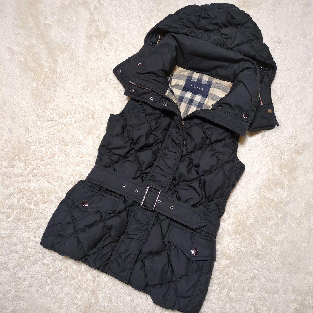 希少美品！BURBERRY LONDON　フードダウンベスト　38　メガチェック